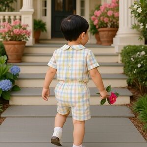 NWT Ruth and Ralph Samuel Plaid Short Set